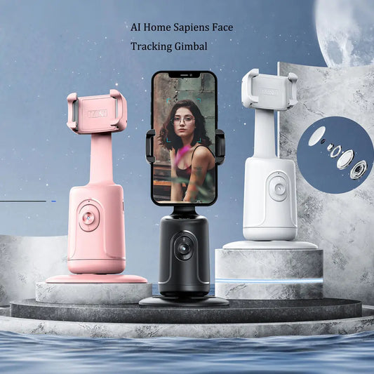 Auto Face Tracking Phone Holder Tripod, No App Required, 360° Rotation Smart Face Body Tracking Tripod Selfie Phone Camera Mount Cell Phone Stand for TIK Tok, Vlog, Live Streaming, Youtube Video